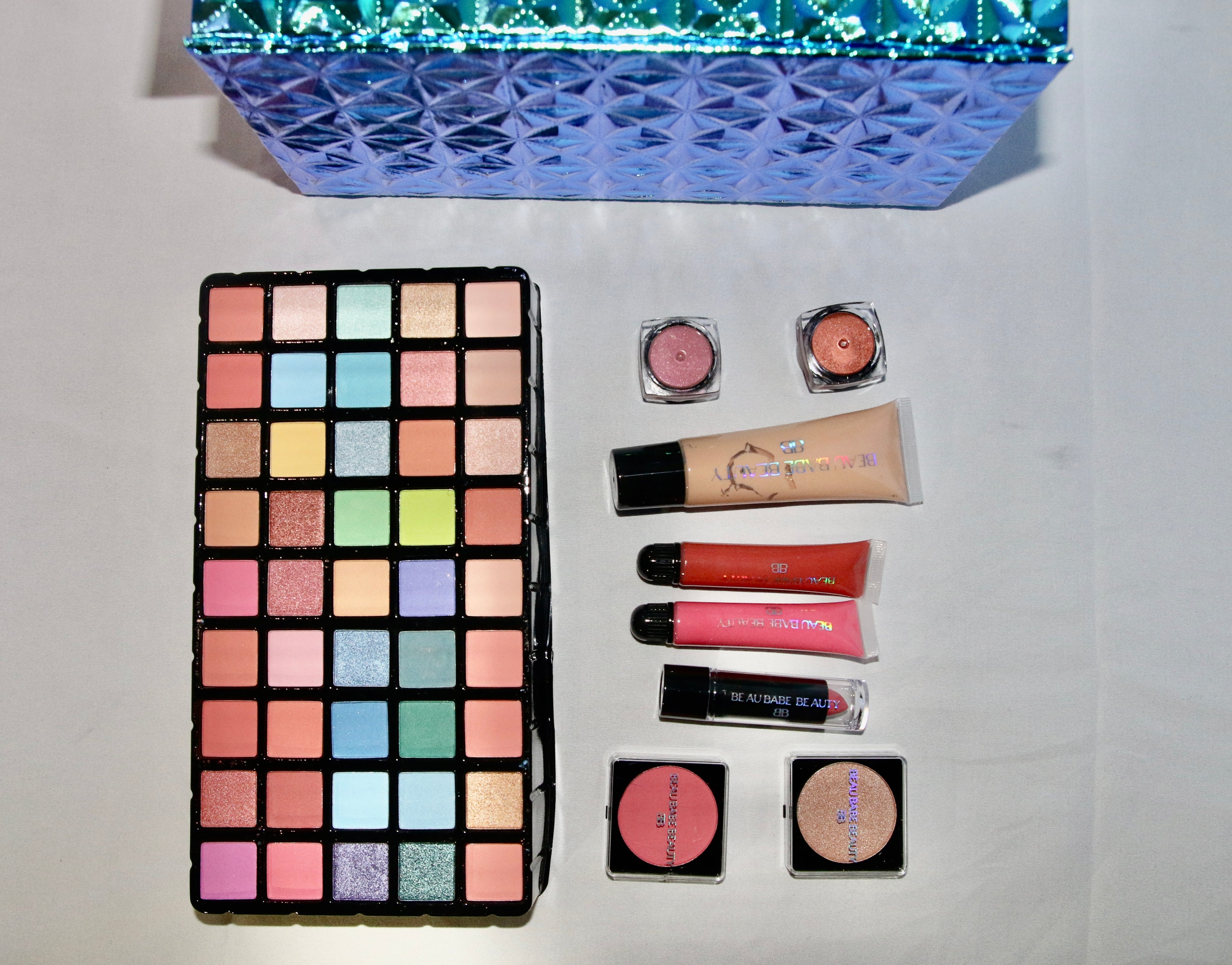 Blue Makeup Beauty Box-Complete Cosmetic Set.