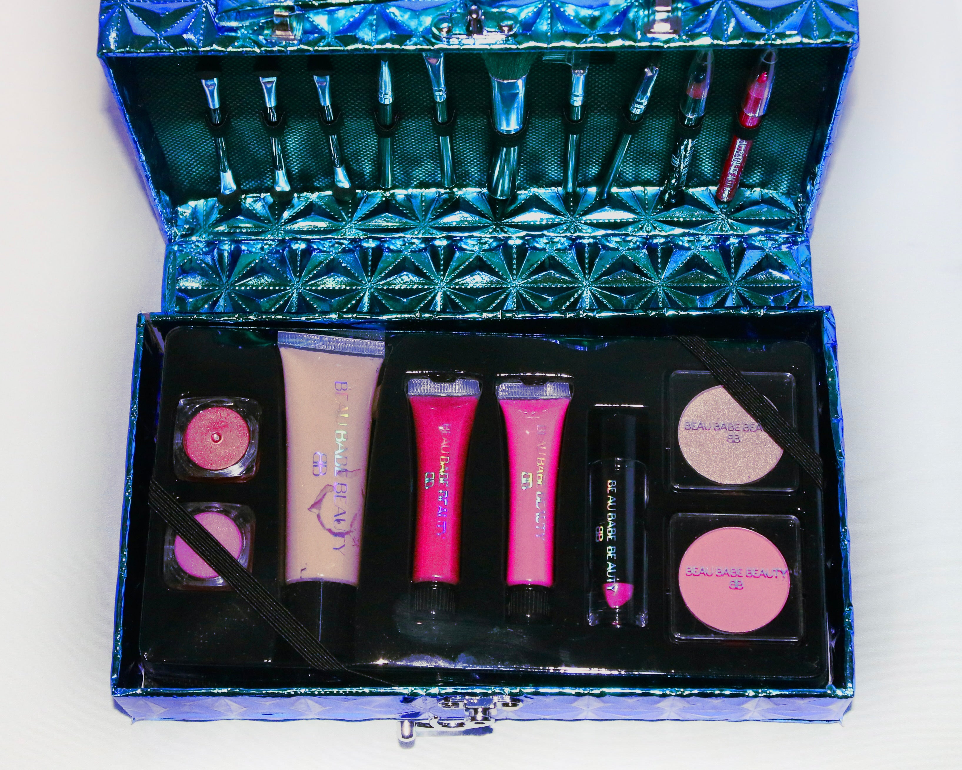 Blue Makeup Beauty Box-Complete Cosmetic Set.
