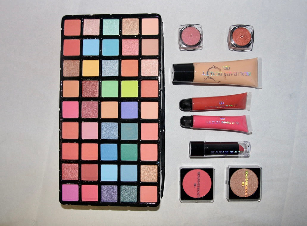 Blue Makeup Beauty Box-Complete Cosmetic Set.