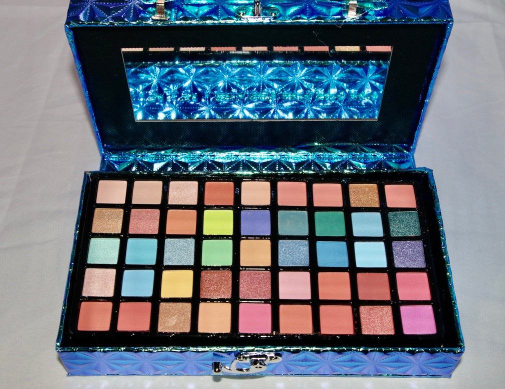 Blue Makeup Beauty Box-Complete Cosmetic Set.