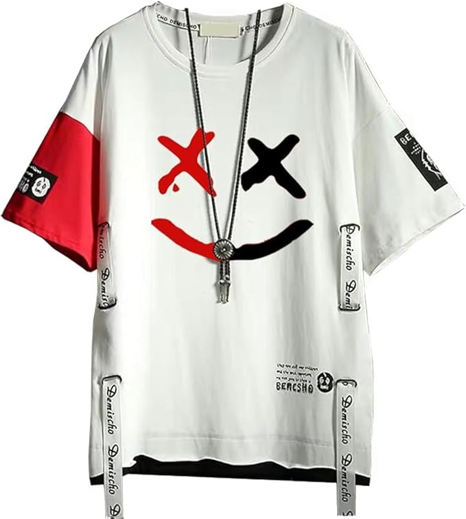 DUDHUH Men’s T-Shirts Techwear Japanese Streetwear Hip Hop Short Sleeve Shirts for Men