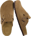 CUSHIONAIRE Haze Genuine Suede Leather Mens Clogs - Comfortable Slip On Potato Shoes for Men with Adjustable Buckle